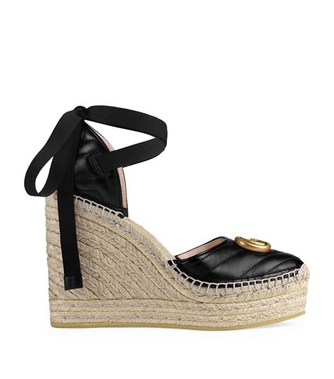 black platform gucci sandals|Gucci platform wedge sandal.